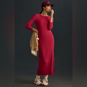 Anthropologie Bordeaux Long sleeve Maxi dress hot pink large